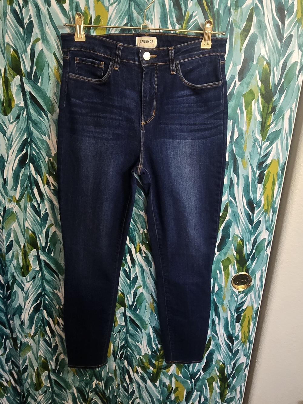 L'AGENCE Margot Dark Wash High Rise Crop Skinny Jeans
